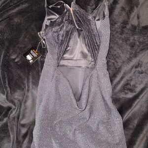 Black chevron lurex dress size large